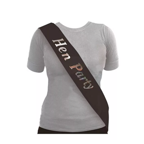 Hen Party Sash Black & Silver