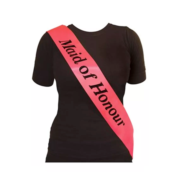 Hen Party Maid of Honour Sash Hot Pink