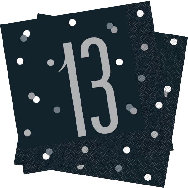 Glitz Black Birthday Napkins