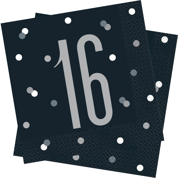 Glitz Black Birthday Napkins