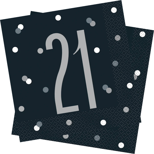 Glitz Black Birthday Napkins