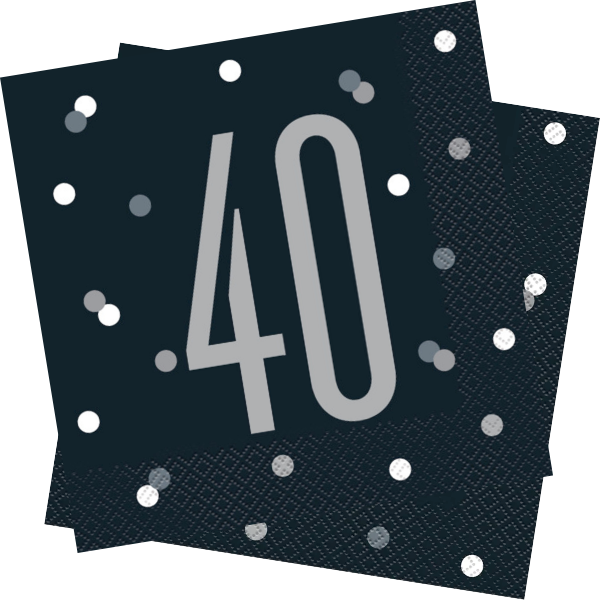 Glitz Black Birthday Napkins