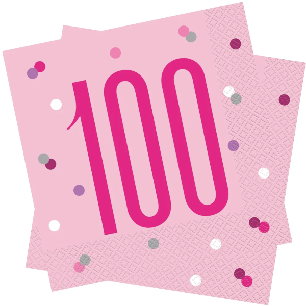 Glitz Pink & Silver Birthday Napkins