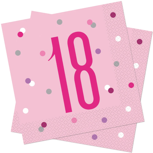 Glitz Pink & Silver Birthday Napkins