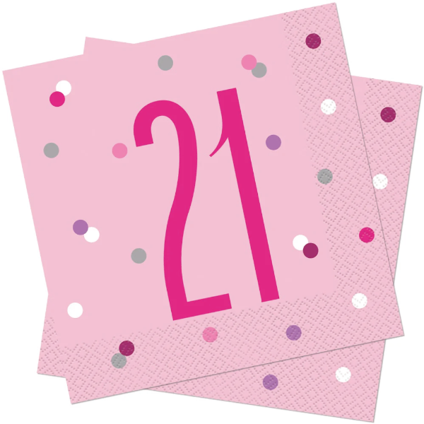 Glitz Pink & Silver Birthday Napkins