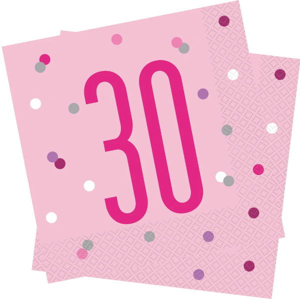 Glitz Pink & Silver Birthday Napkins