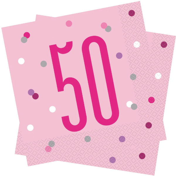Glitz Pink & Silver Birthday Napkins