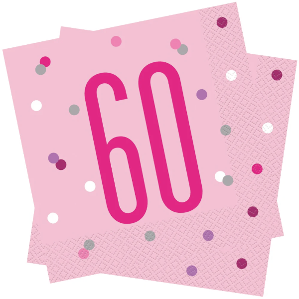 Glitz Pink & Silver Birthday Napkins