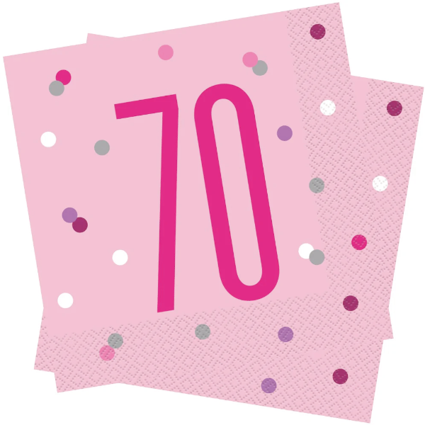 Glitz Pink & Silver Birthday Napkins