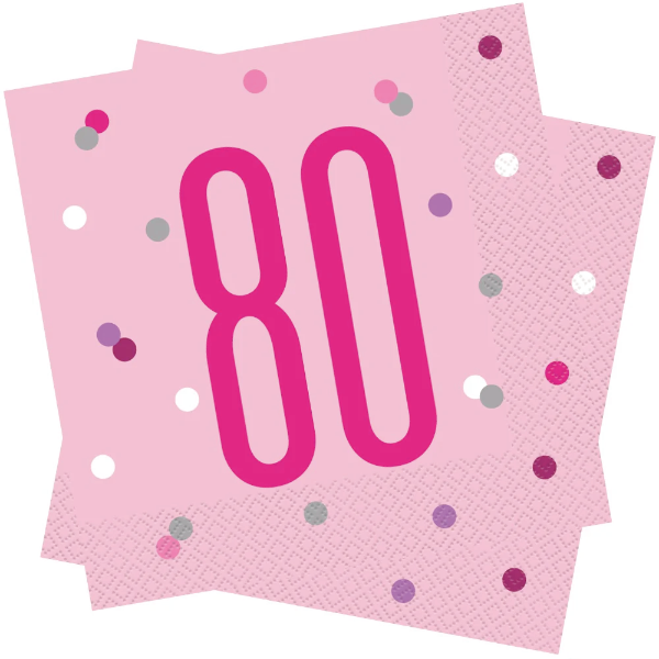 Glitz Pink & Silver Birthday Napkins