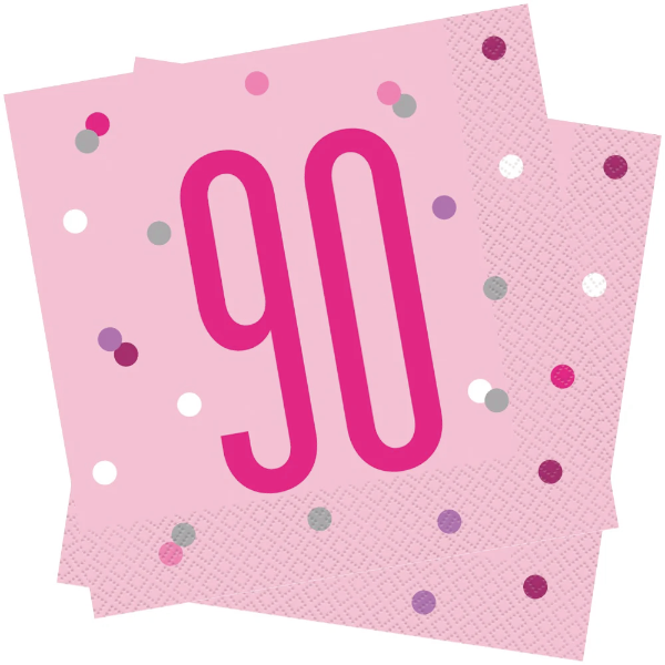 Glitz Pink & Silver Birthday Napkins