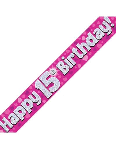 Pink Holographic Birthday Banner