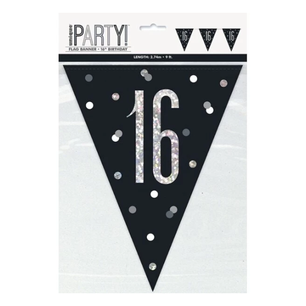 Glitz Black Birthday Bunting