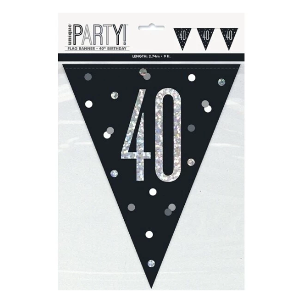 Glitz Black Birthday Bunting