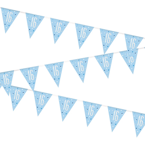 Glitz Blue & Silver Birthday Bunting