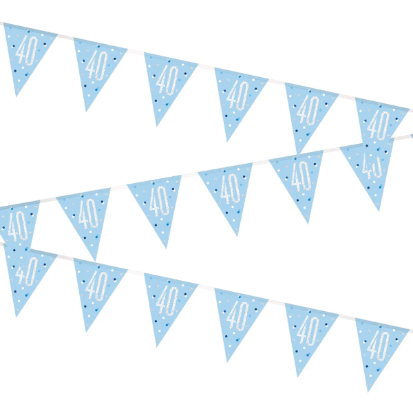 Glitz Blue & Silver Birthday Bunting