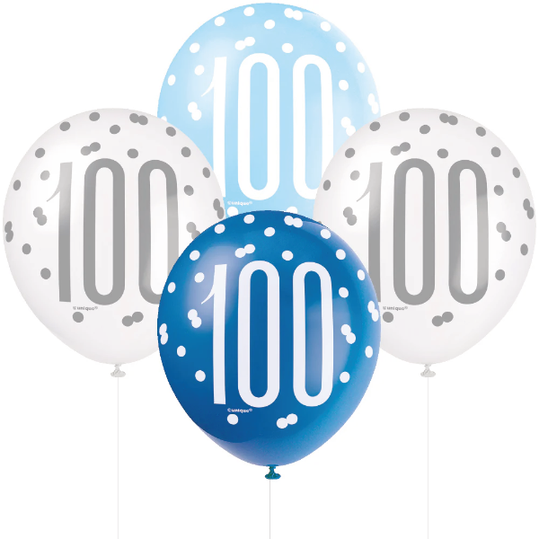 Glitz Blue & Silver Birthday Balloons