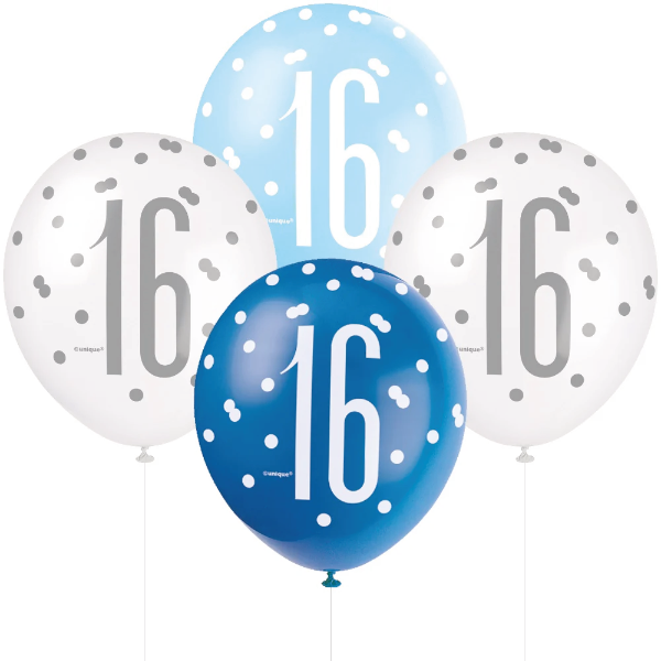 Glitz Blue & Silver Birthday Balloons