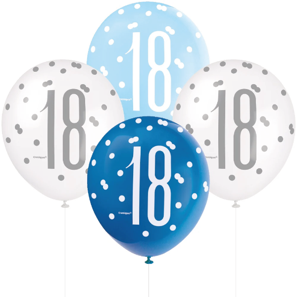 Glitz Blue & Silver Birthday Balloons