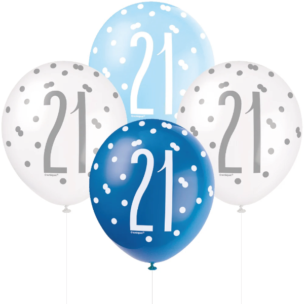 Glitz Blue & Silver Birthday Balloons