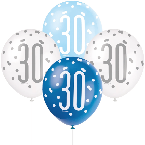 Glitz Blue & Silver Birthday Balloons