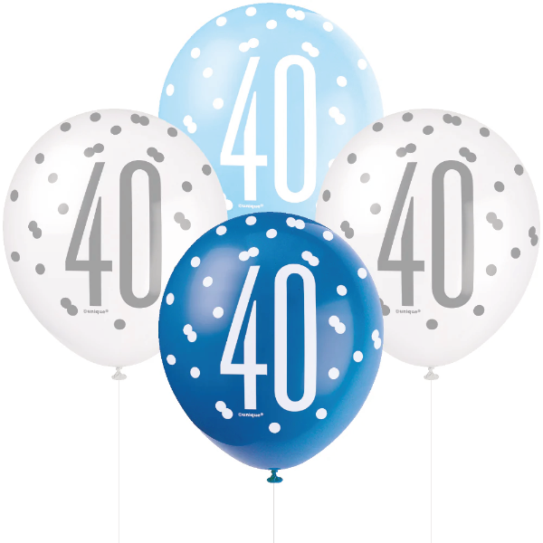 Glitz Blue & Silver Birthday Balloons
