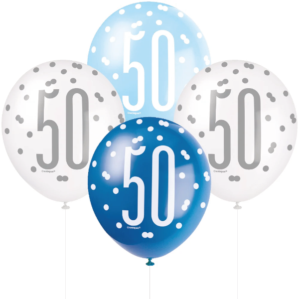 Glitz Blue & Silver Birthday Balloons
