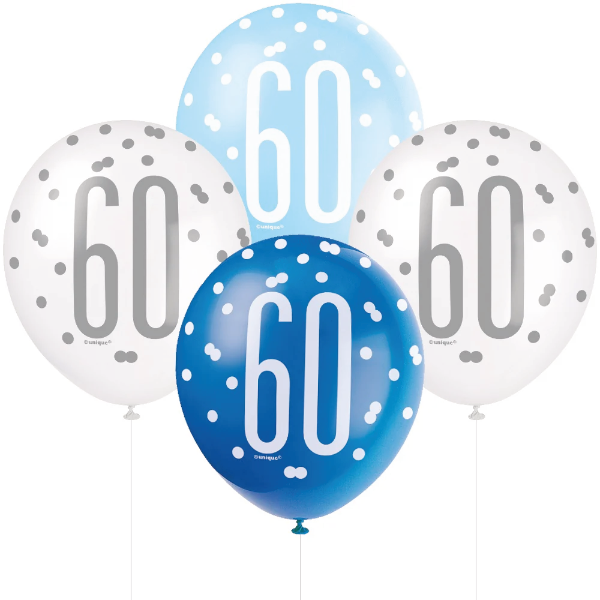 Glitz Blue & Silver Birthday Balloons