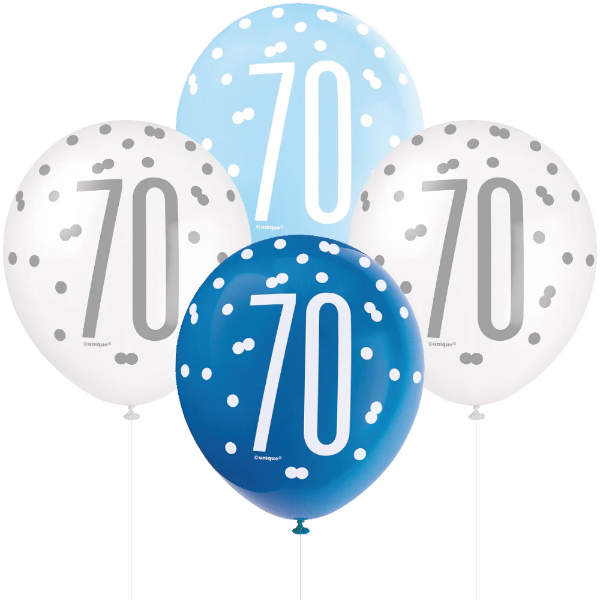 Glitz Blue & Silver Birthday Balloons
