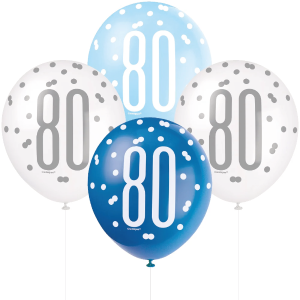 Glitz Blue & Silver Birthday Balloons