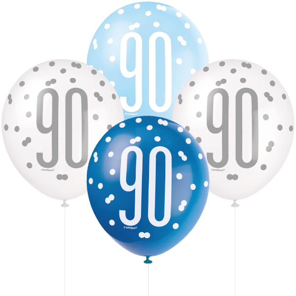 Glitz Blue & Silver Birthday Balloons