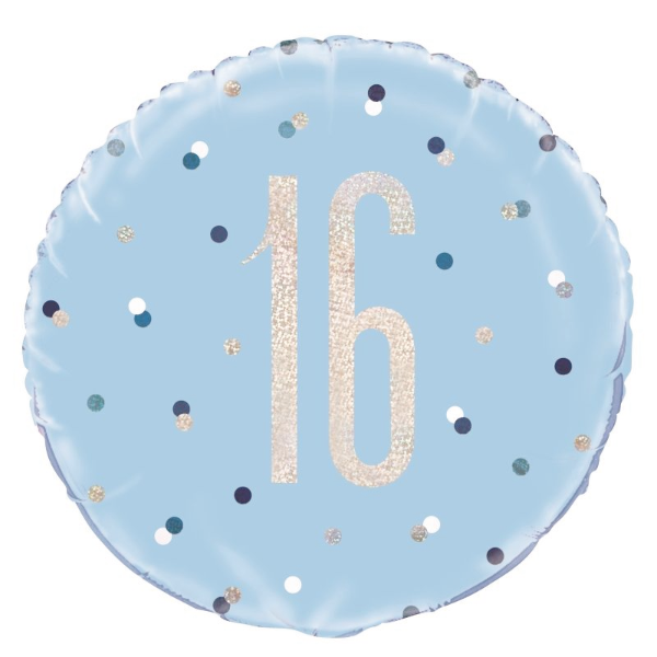 Glitz Blue & Silver Birthday Foil Balloon