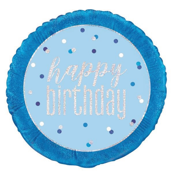 Glitz Blue & Silver Birthday Foil Balloon