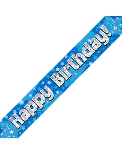 Blue Holographic Birthday Banner