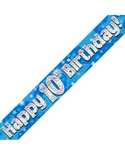 Blue Holographic Birthday Banner