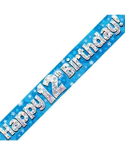 Blue Holographic Birthday Banner