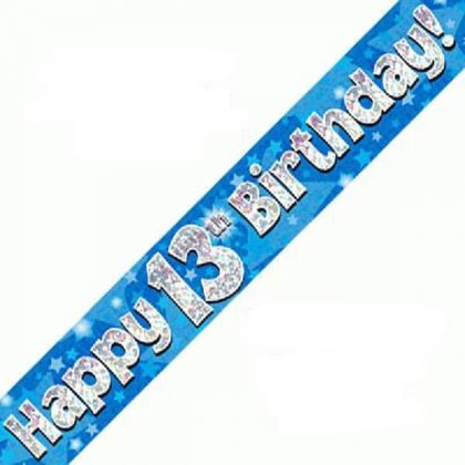 Blue Holographic Birthday Banner