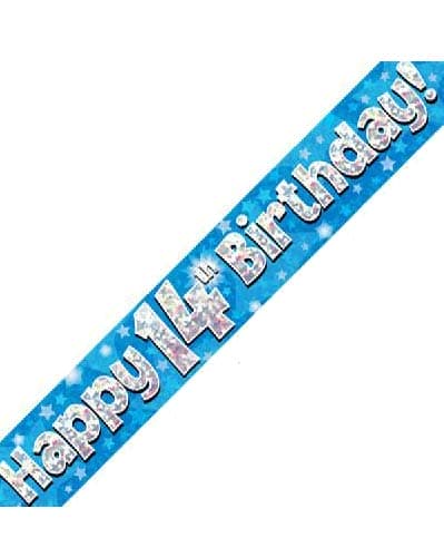 Blue Holographic Birthday Banner