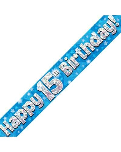 Blue Holographic Birthday Banner