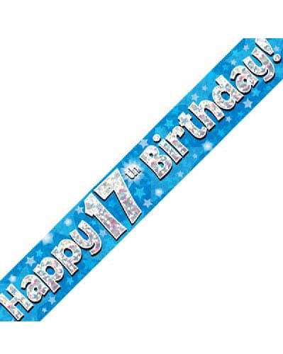 Blue Holographic Birthday Banner