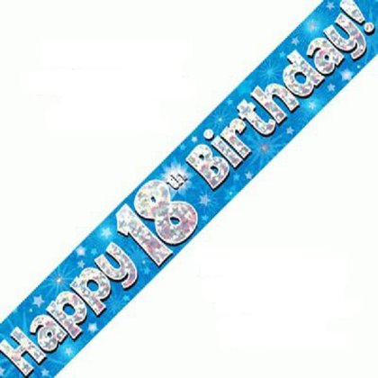 Blue Holographic Birthday Banner