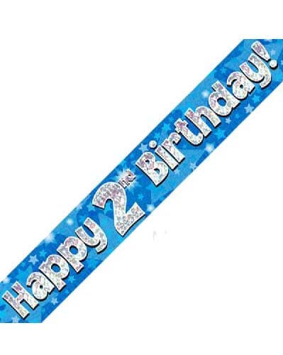 Blue Holographic Birthday Banner