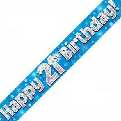 Blue Holographic Birthday Banner