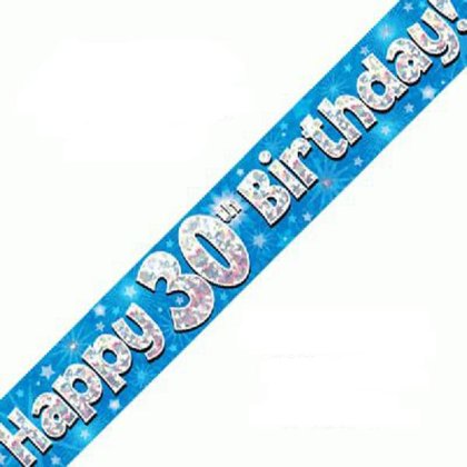 Blue Holographic Birthday Banner