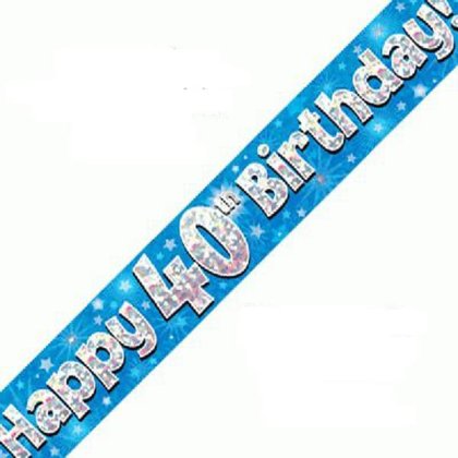 Blue Holographic Birthday Banner