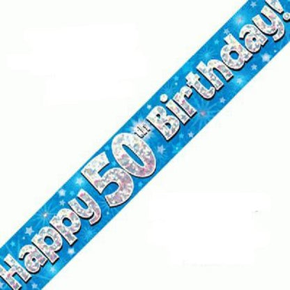 Blue Holographic Birthday Banner