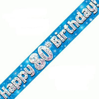 Blue Holographic Birthday Banner