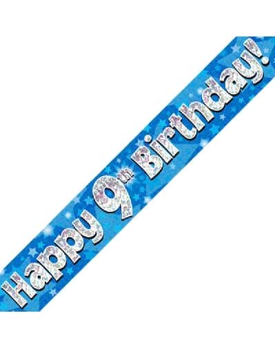 Blue Holographic Birthday Banner