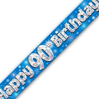 Blue Holographic Birthday Banner