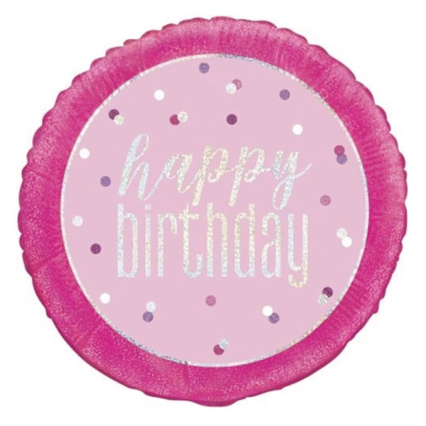 Glitz Pink & Silver Birthday Foil Balloon